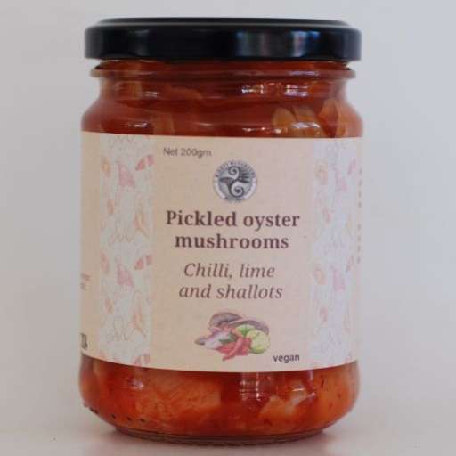 200gm Chilli lime and shallot pickled oyster mushrooms.